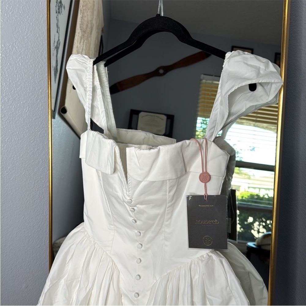 House of Cb ‘Florence’ White Cotton Corset Mini Dress NWOT - Picture 9 of 11